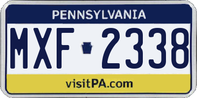 PA license plate MXF2338
