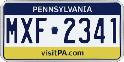 PA license plate MXF2341
