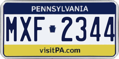 PA license plate MXF2344