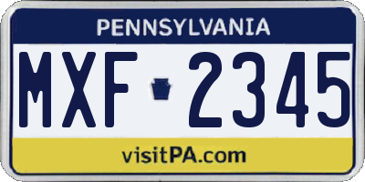 PA license plate MXF2345