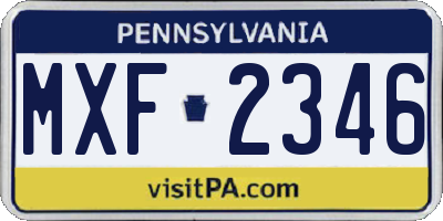 PA license plate MXF2346