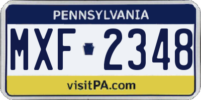 PA license plate MXF2348