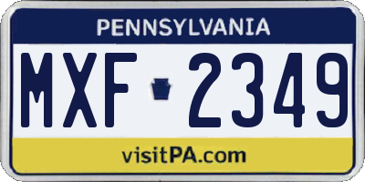 PA license plate MXF2349