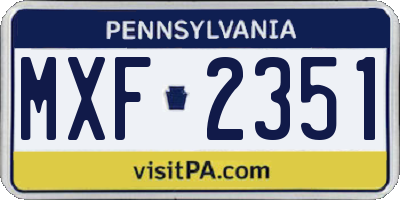 PA license plate MXF2351