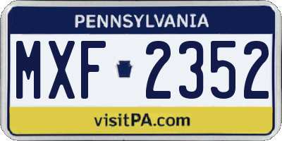 PA license plate MXF2352