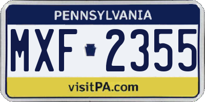 PA license plate MXF2355
