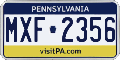 PA license plate MXF2356