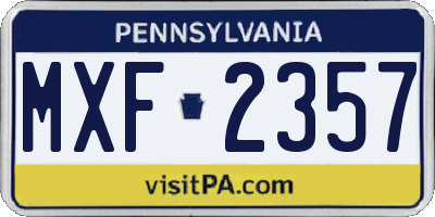 PA license plate MXF2357
