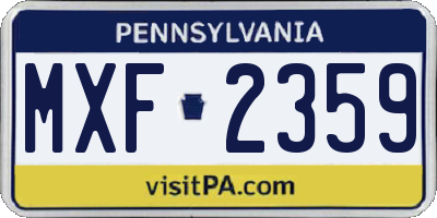 PA license plate MXF2359