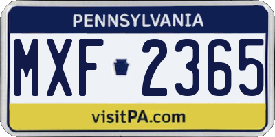 PA license plate MXF2365