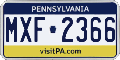 PA license plate MXF2366