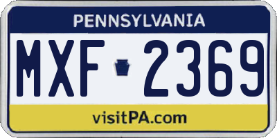 PA license plate MXF2369