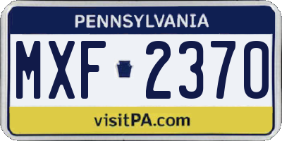 PA license plate MXF2370