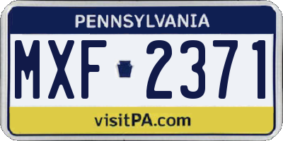 PA license plate MXF2371