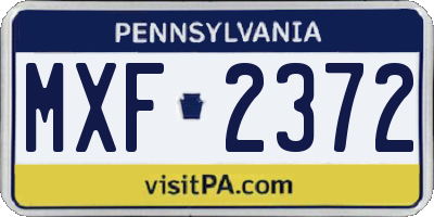 PA license plate MXF2372