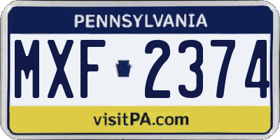 PA license plate MXF2374