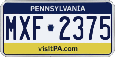 PA license plate MXF2375