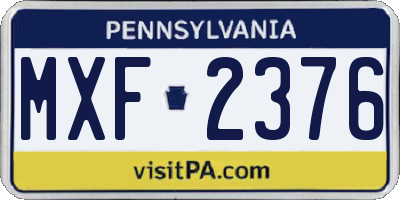PA license plate MXF2376