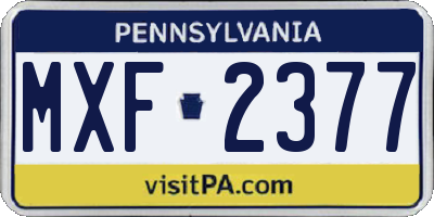 PA license plate MXF2377