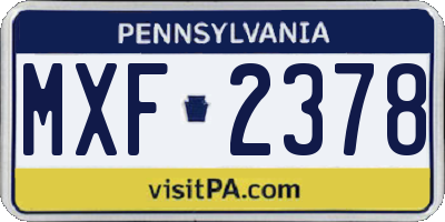 PA license plate MXF2378