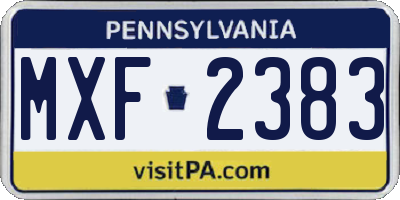 PA license plate MXF2383