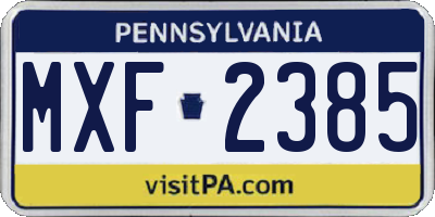 PA license plate MXF2385