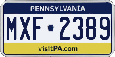 PA license plate MXF2389