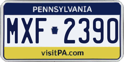 PA license plate MXF2390