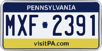 PA license plate MXF2391