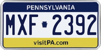 PA license plate MXF2392