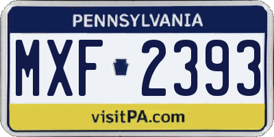 PA license plate MXF2393