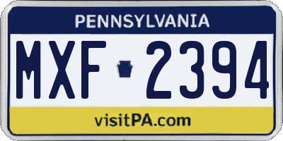PA license plate MXF2394
