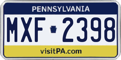 PA license plate MXF2398