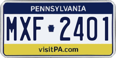 PA license plate MXF2401