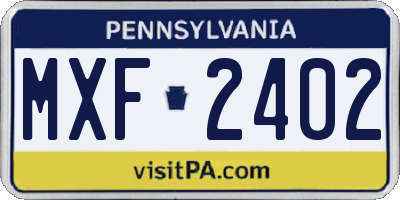 PA license plate MXF2402
