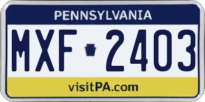 PA license plate MXF2403