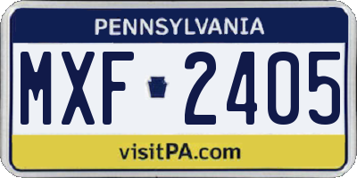 PA license plate MXF2405
