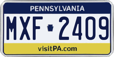PA license plate MXF2409