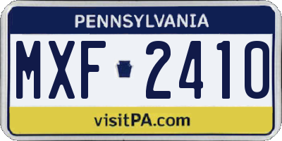 PA license plate MXF2410