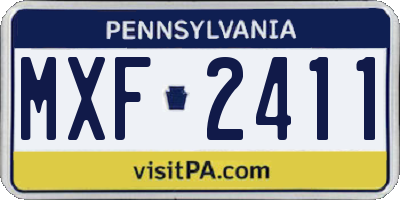 PA license plate MXF2411