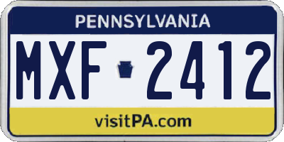 PA license plate MXF2412