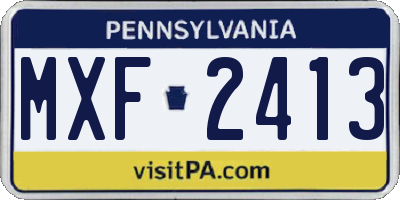 PA license plate MXF2413