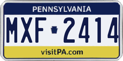 PA license plate MXF2414