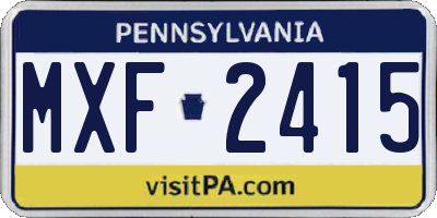PA license plate MXF2415
