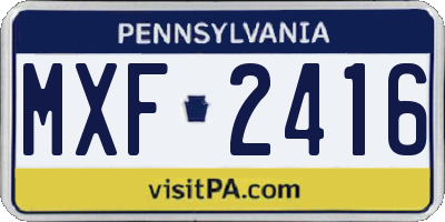 PA license plate MXF2416