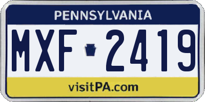 PA license plate MXF2419