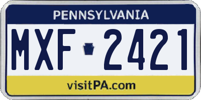 PA license plate MXF2421