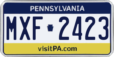 PA license plate MXF2423