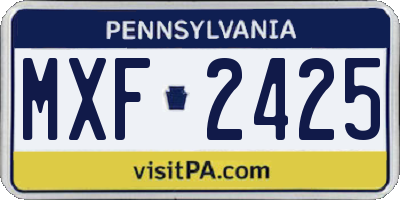 PA license plate MXF2425