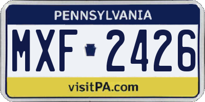 PA license plate MXF2426